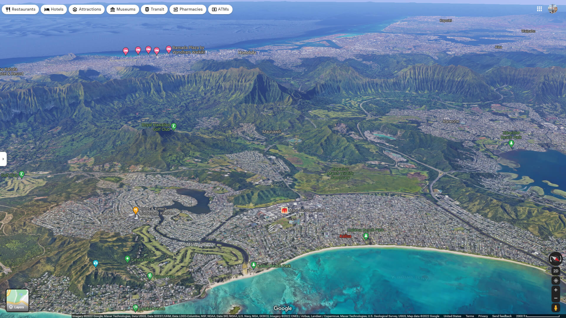 Kailua Aerial Map Hawaii